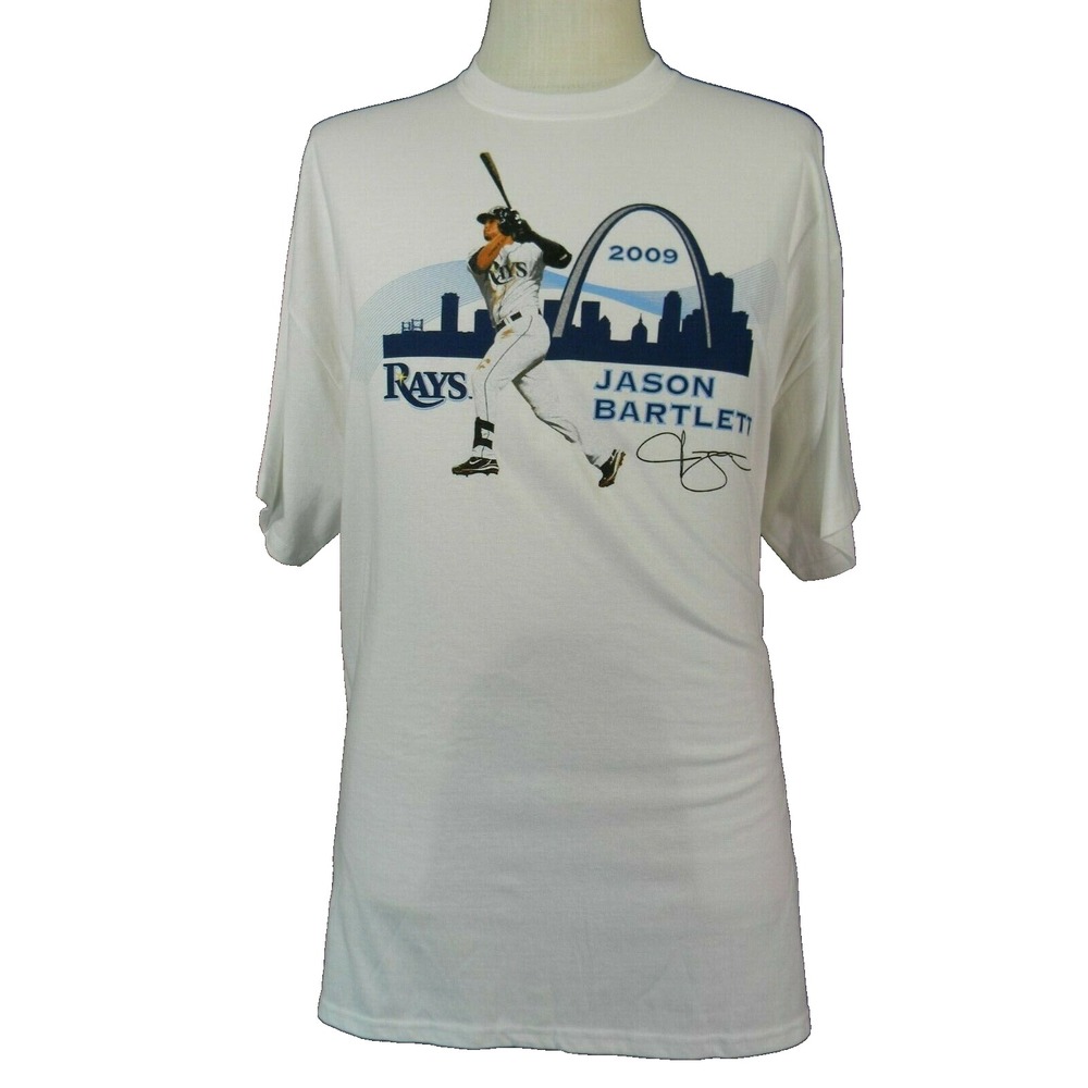Hanes Shirt Mens XL White Jason Bartlett Tampa Bay Rays 2009 MLB Baseball Tee